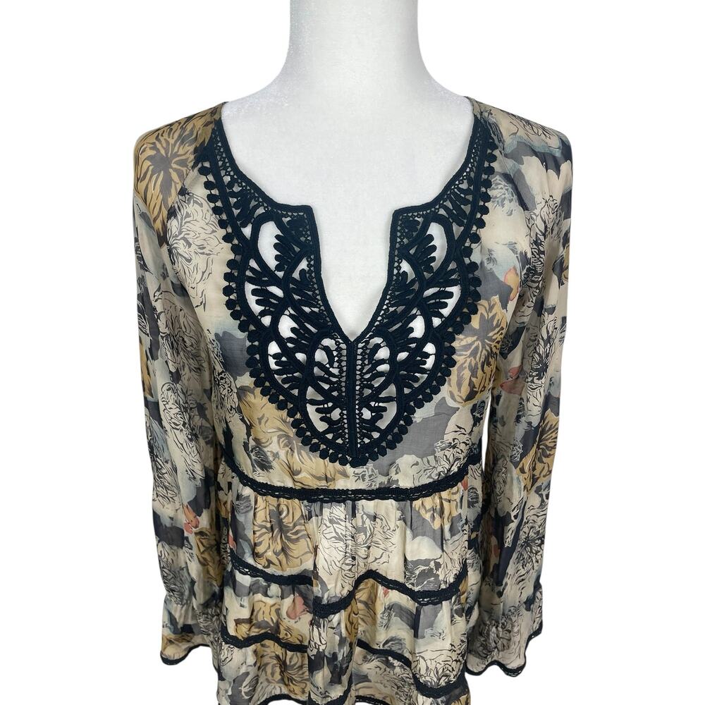 Johnny Was 4 Love & Liberty Silk Floral Tunic Top Size XS Whimsy Fairy FLAW - Picture 2 of 13